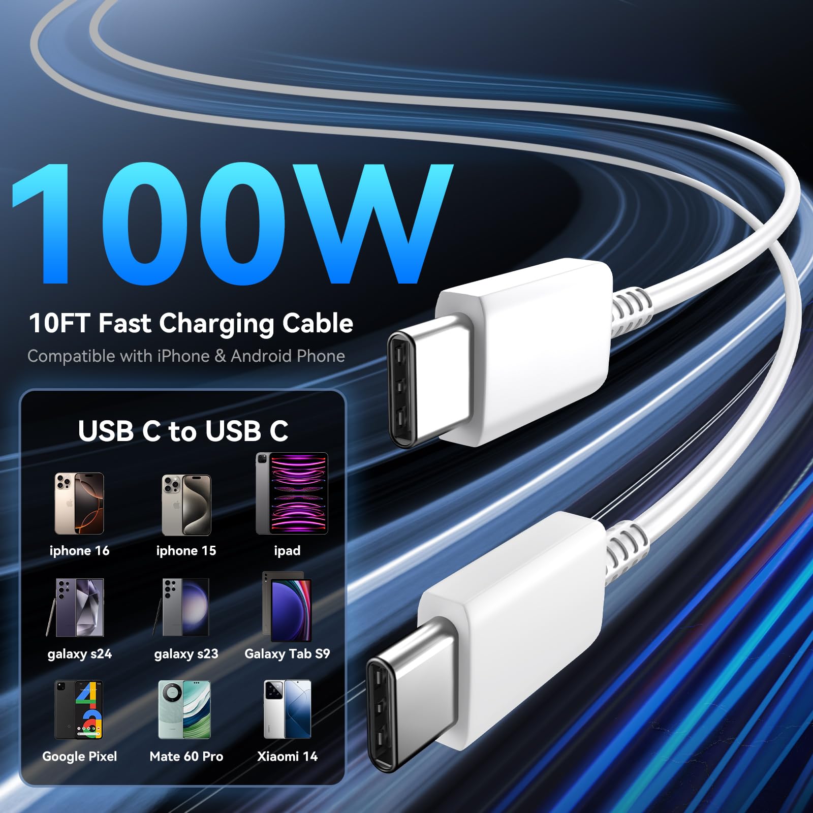Iphone 16 Pro Max Charger Fast Charging, 45W Super Fast Usb C Iphone 16 Charger Block With 10Ft Long Charging Cord Cable For Iph