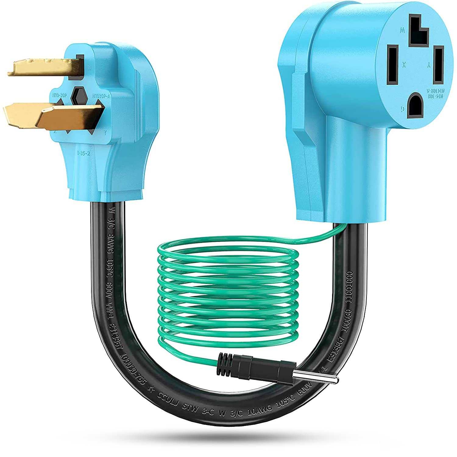 Circlecord Dryer Adapter 4 Prong To 3 Prong, 4P Newer Dryer To 3P Older House, Dryer Convert Cord Nema 10 30P Plug To 14 30R Rec