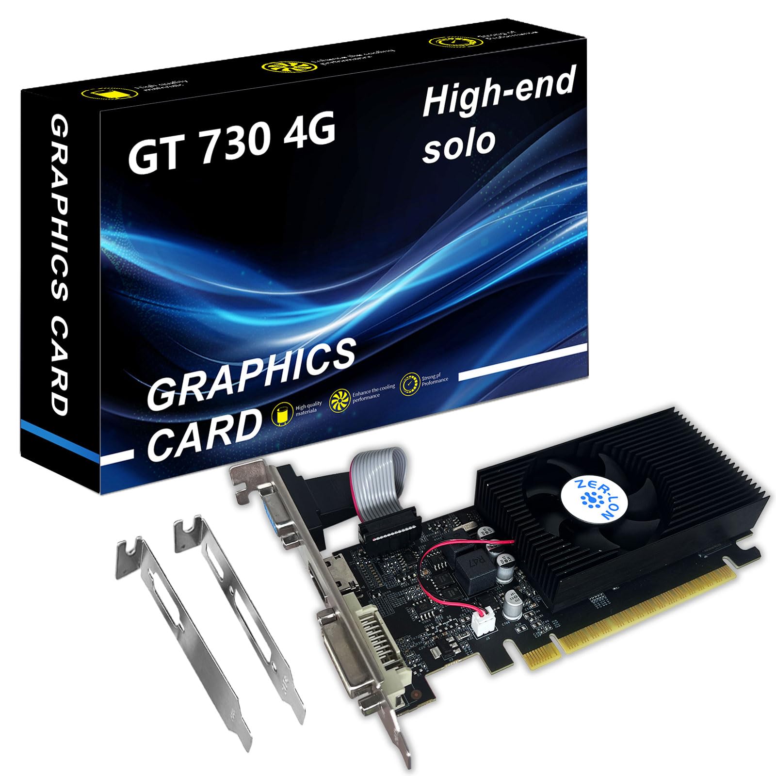 Zer Lon Gt 730 Graphics Card, Computer Low Profile Gpu, 4Gb 128Bit Gddr3 Pcie X16, Hdmi/Vga/Dvi, Directx 11, Physx, Opengl 3.1,