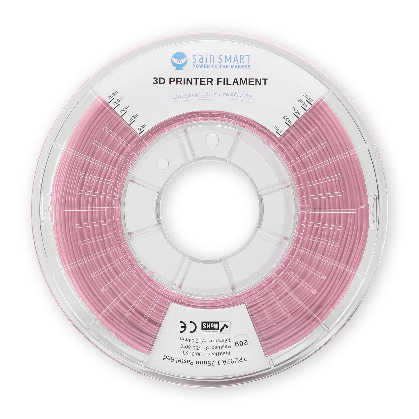 Sainsmart Tpu 1.75Mm 92A Flexible Tpu 3D Printer Filament, Dimensional Accuracy +/- 0.04 Mm, 1Kg Spool, Soft Pink