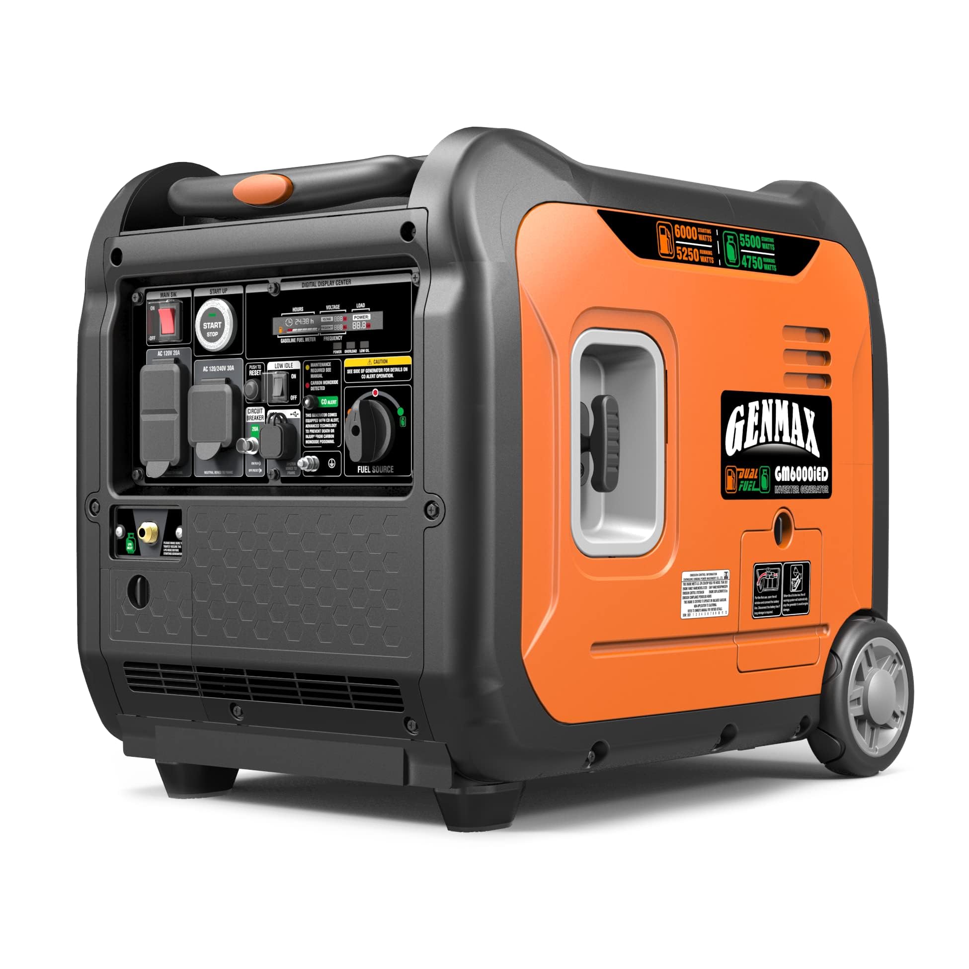 Genmax Portable Inverter Generator,6000W Super Quiet Dual Fuel Portable Engine With Remote/Electric Start,Lightweight For Backup