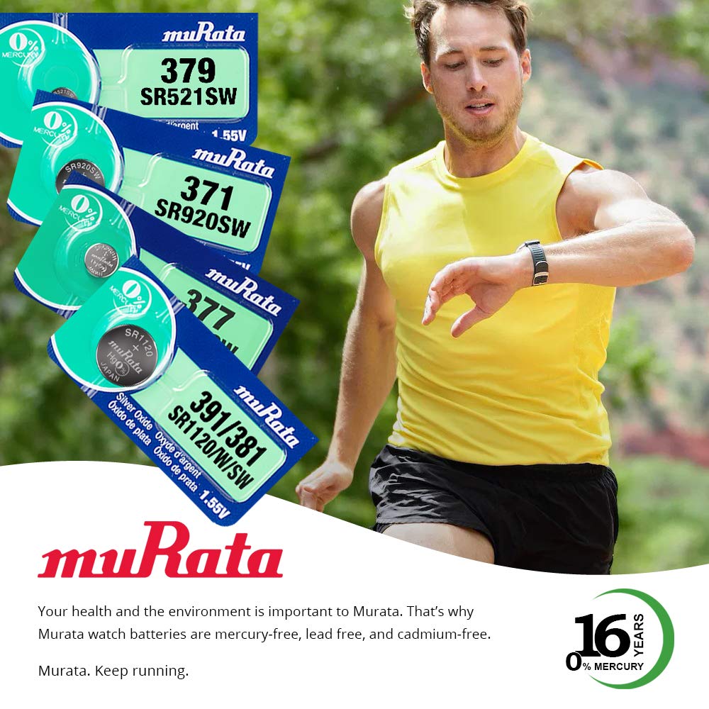 Murata 317 Battery Sr516Sw 1.55V Silver Oxide Watch Button Cell (10 Batteries)