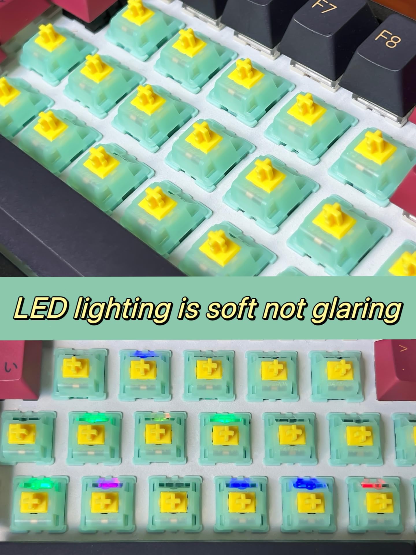 Gateron Jade Series Jade Yellow Pro V3 Linear Keyboard Switch,5 Pin 55Gf Pre Lubed Gaming Keyboard Switch Compatible With All Mx