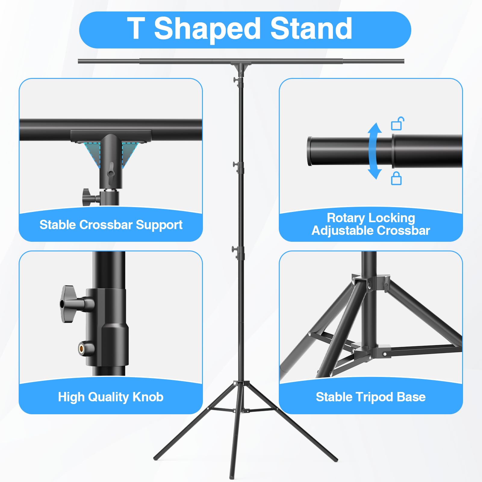Emart T Shaped Backdrop Stand   8.5X5Ft   Portable T Stand Backdrop Holder, Photo Back Drop Adjustable Stand With Clips, Photogr