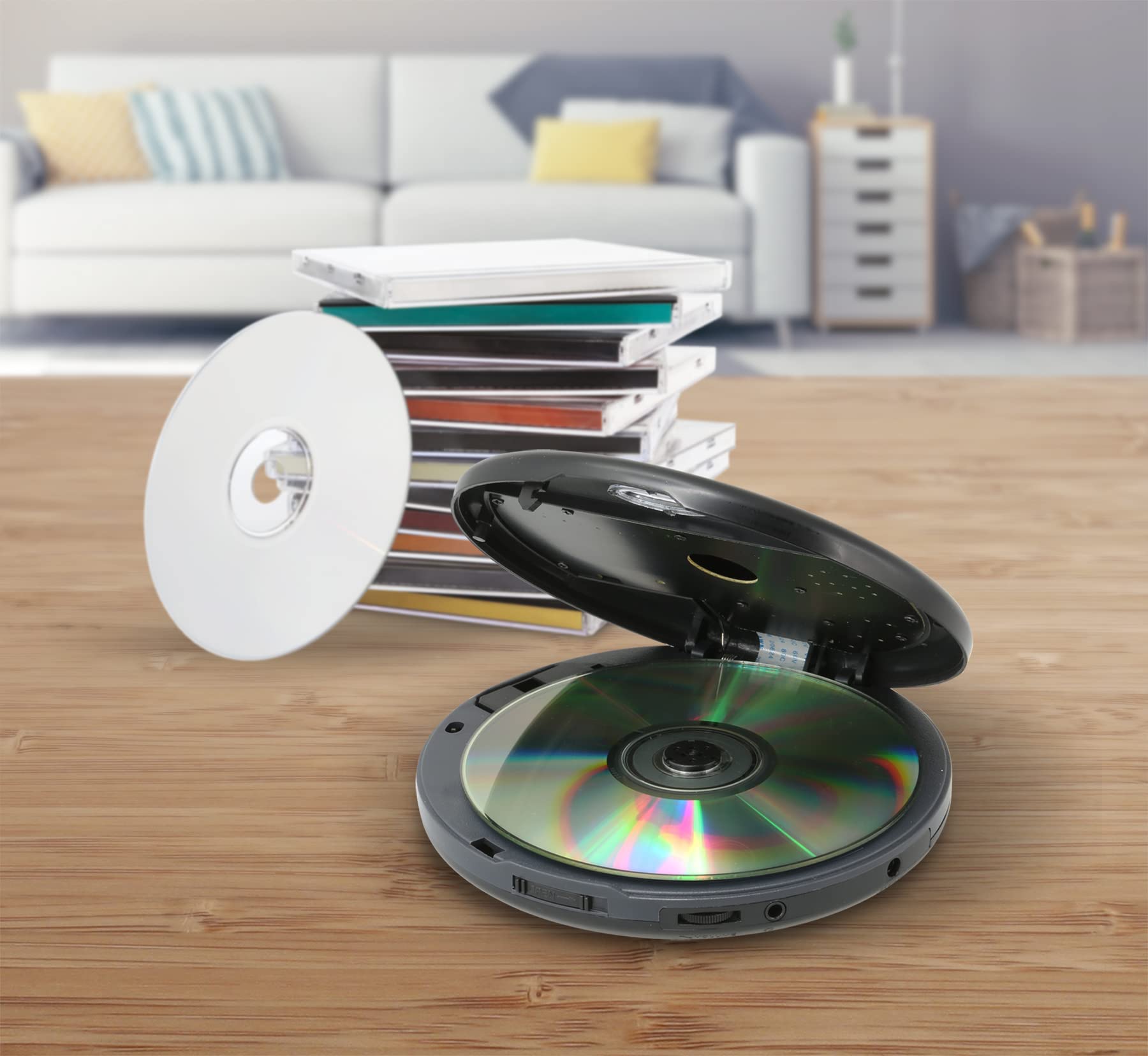 Gpx Pc332B Portable Cd Player With Anti-Skip Protection, Fm Radio And Stereo Earbuds - Black