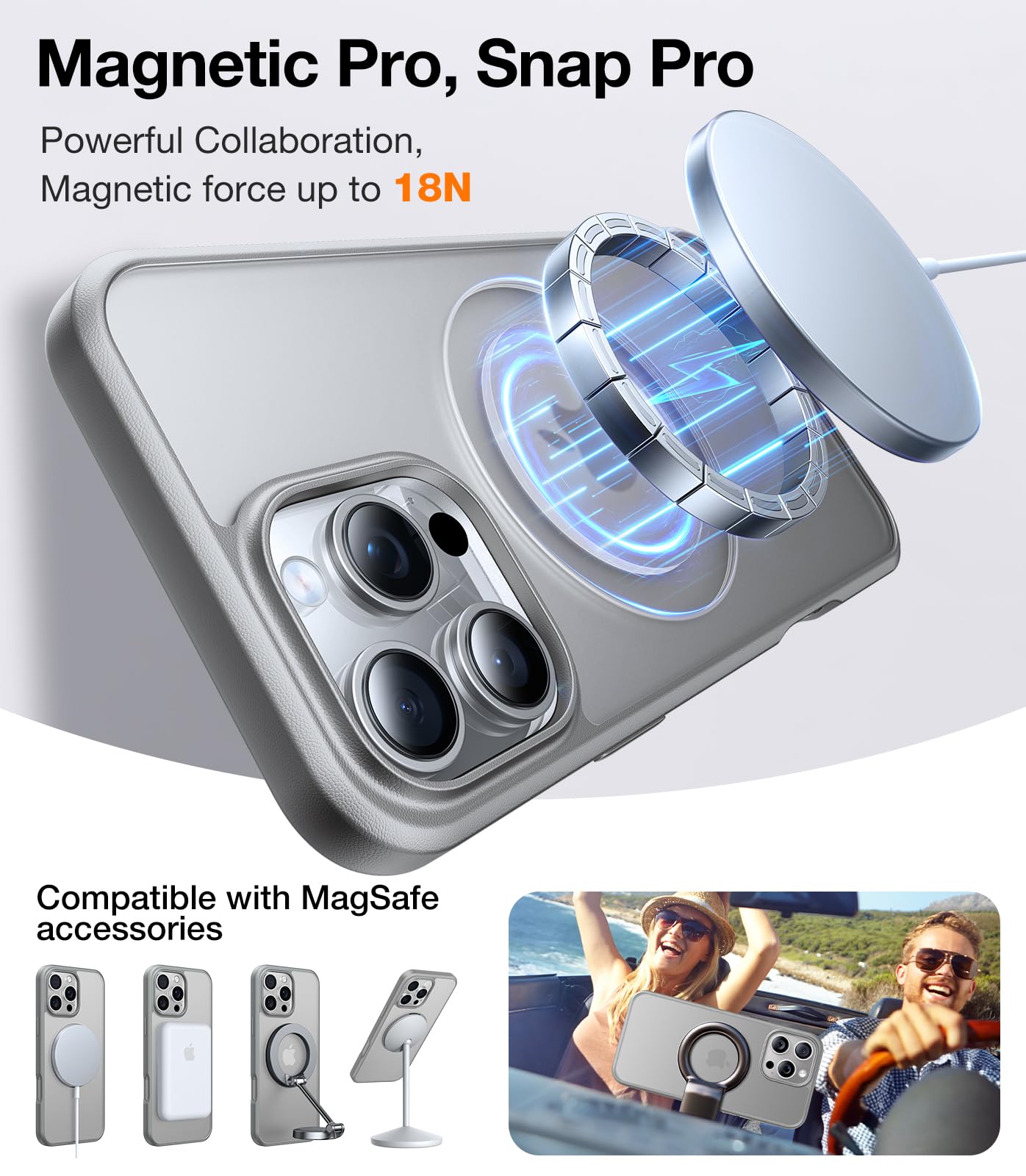Torras Upgraded 360Rotatable Magnetic Ring For Iphone 16 Pro Max Case, Fit For Magsafe With Stand & Ring Holder, 16Ft Mil Grade