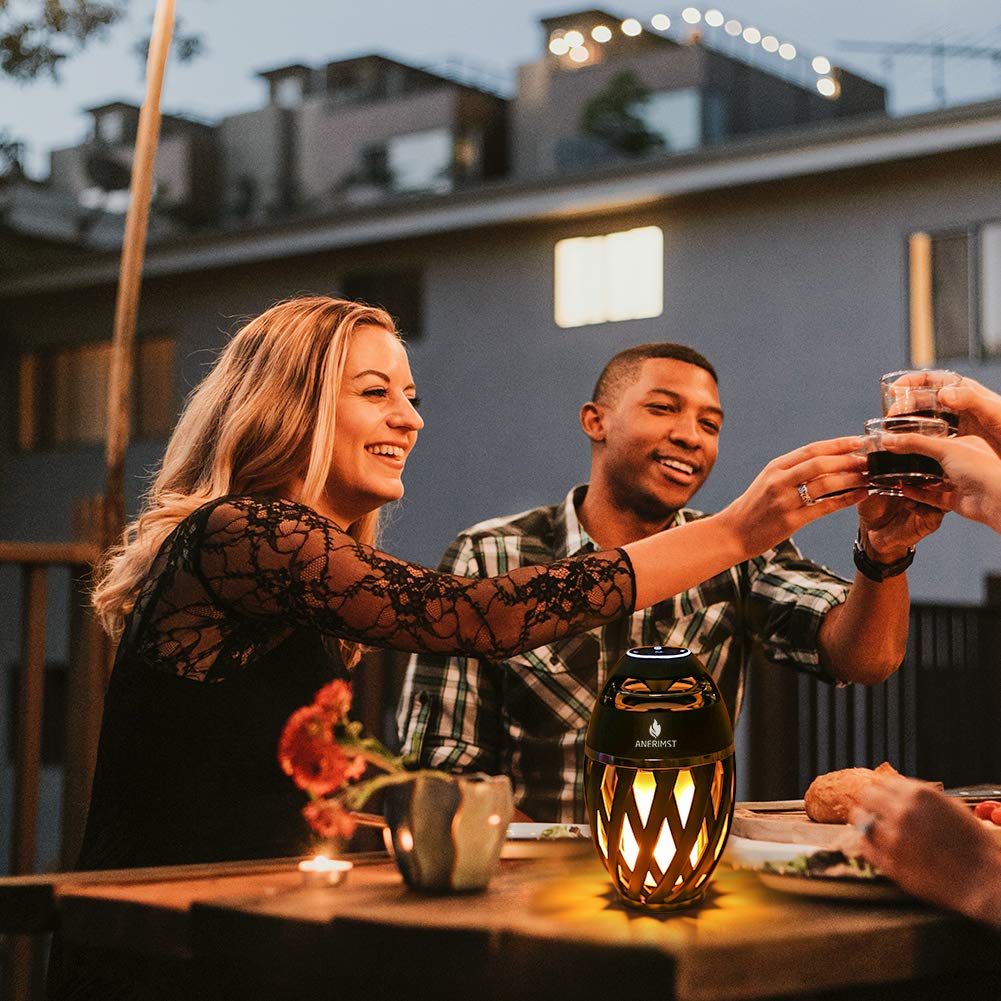 Outdoor Bluetooth Speaker With Flame Atmosphere, Electronics Gifts For Men, Women, Cool Gadgets For Porch Garden Parties, Bt5.0, 5W Stereo Sound, Waterproof Wireless Speaker With Led Torch Light