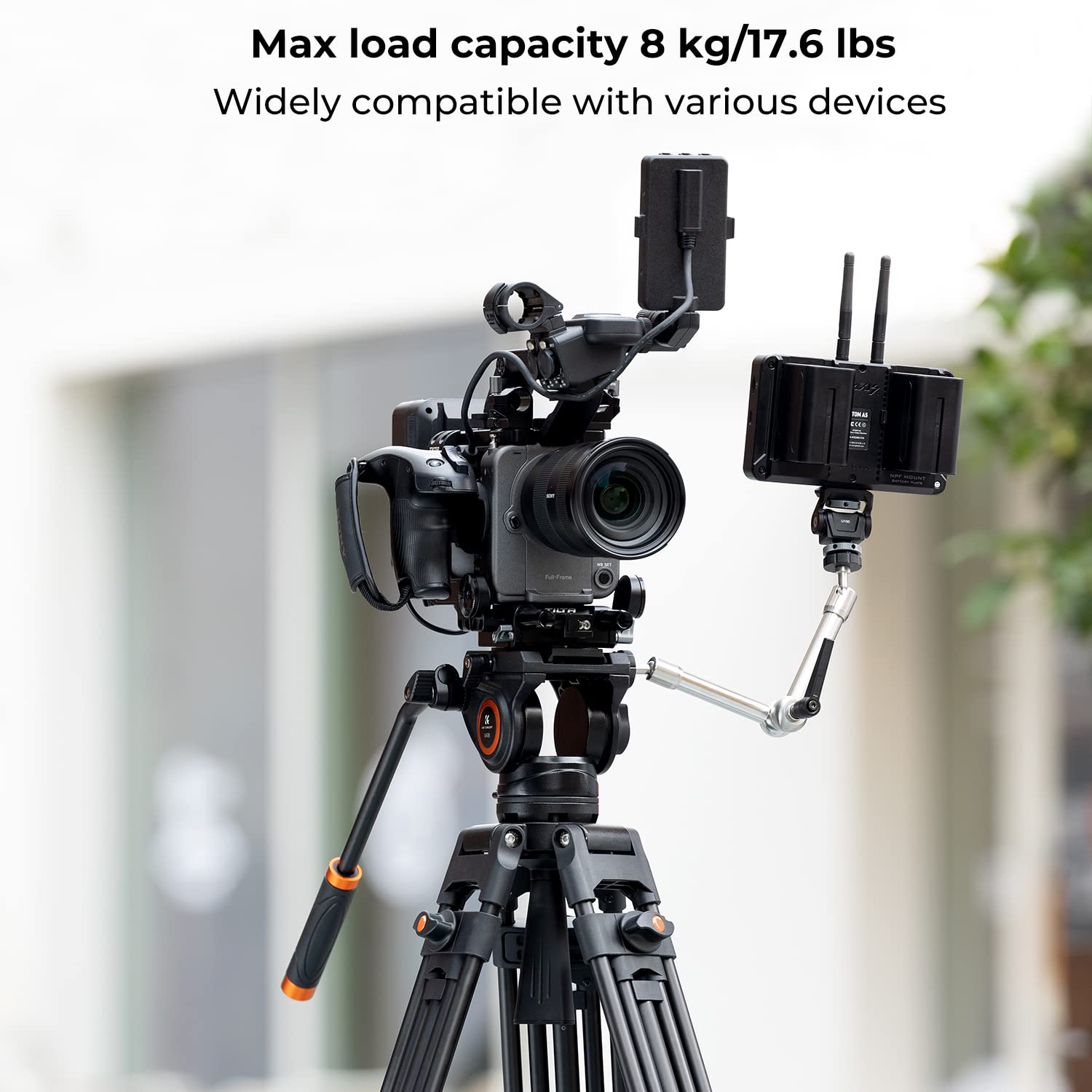 K&F Concept 72 Professional Video Tripod, Heavy Duty Aluminum Tube Tripod With Fluid Head Max Loading Capacity 17.6Lbs For Dslr