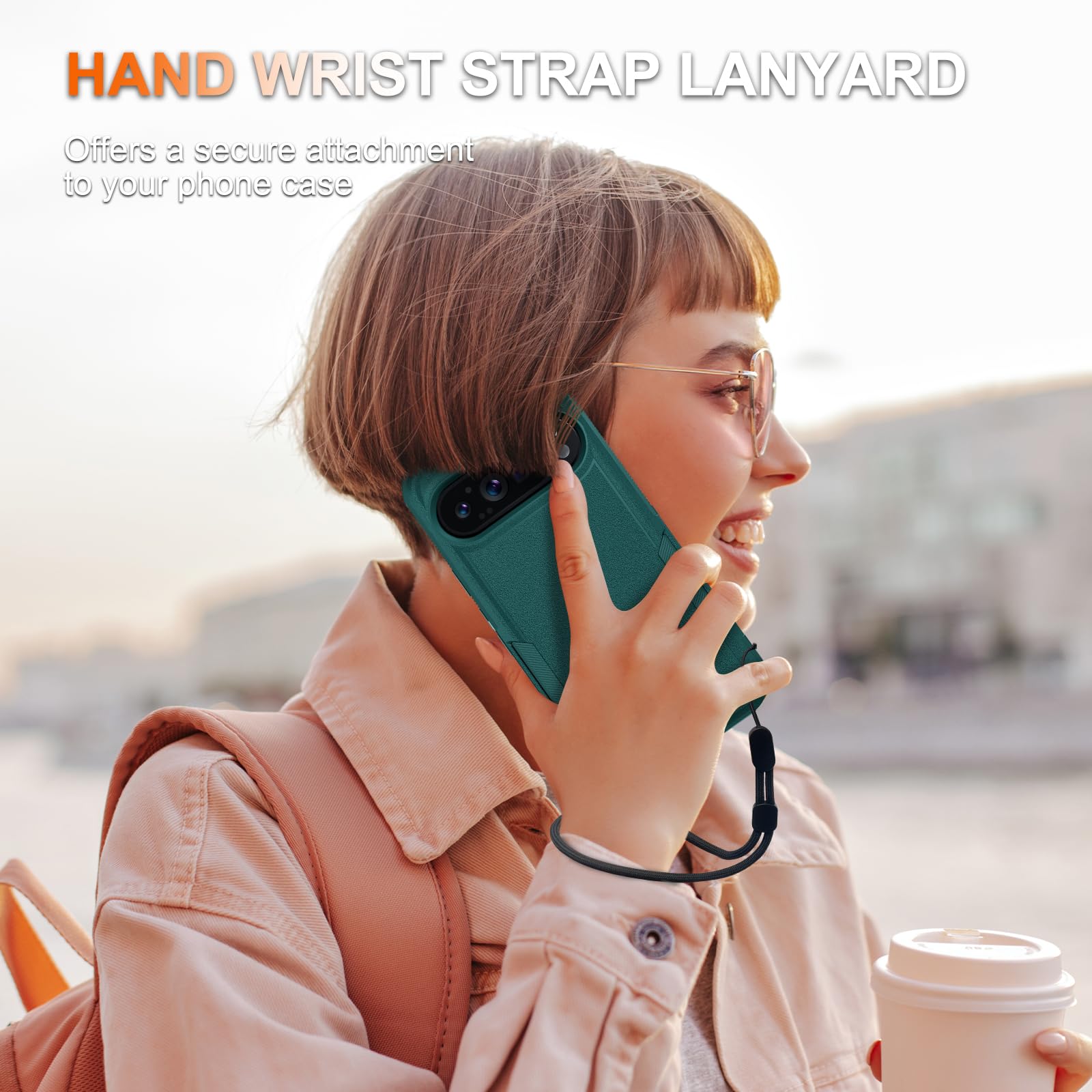 Rmocr Case For Google Pixel 9 Pro Xl, Full Body Heavy Duty Rugged Shockproof Protective Phone Cover With Lanyard Strap, Tempered