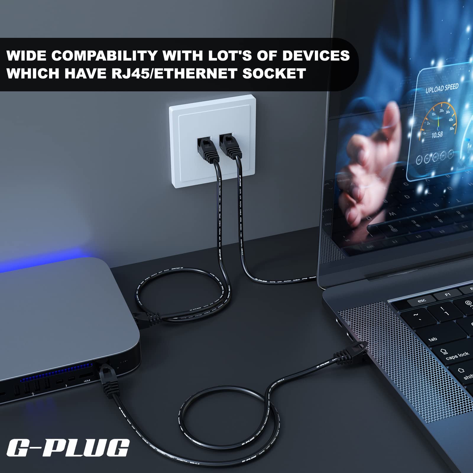 G Plug Cat 6 Ethernet Cable   Lightning Fast Cat6 Ethernet Cable   Lan Cable With Speeds Up To 1000Mbps   Network Cable With Rj4