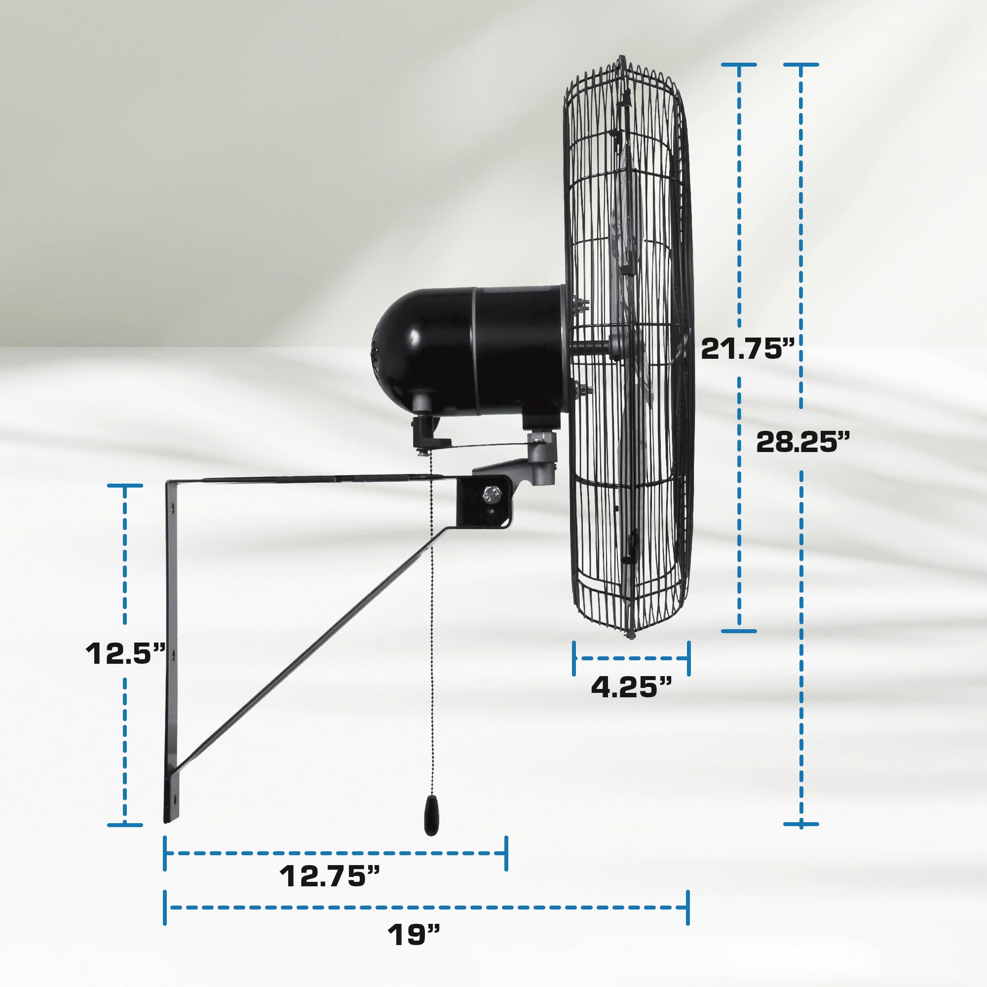 Hurricane Oscillating Wall Mount Fan, 3 Speed Cooling, Pro Commercial Grade, 20''