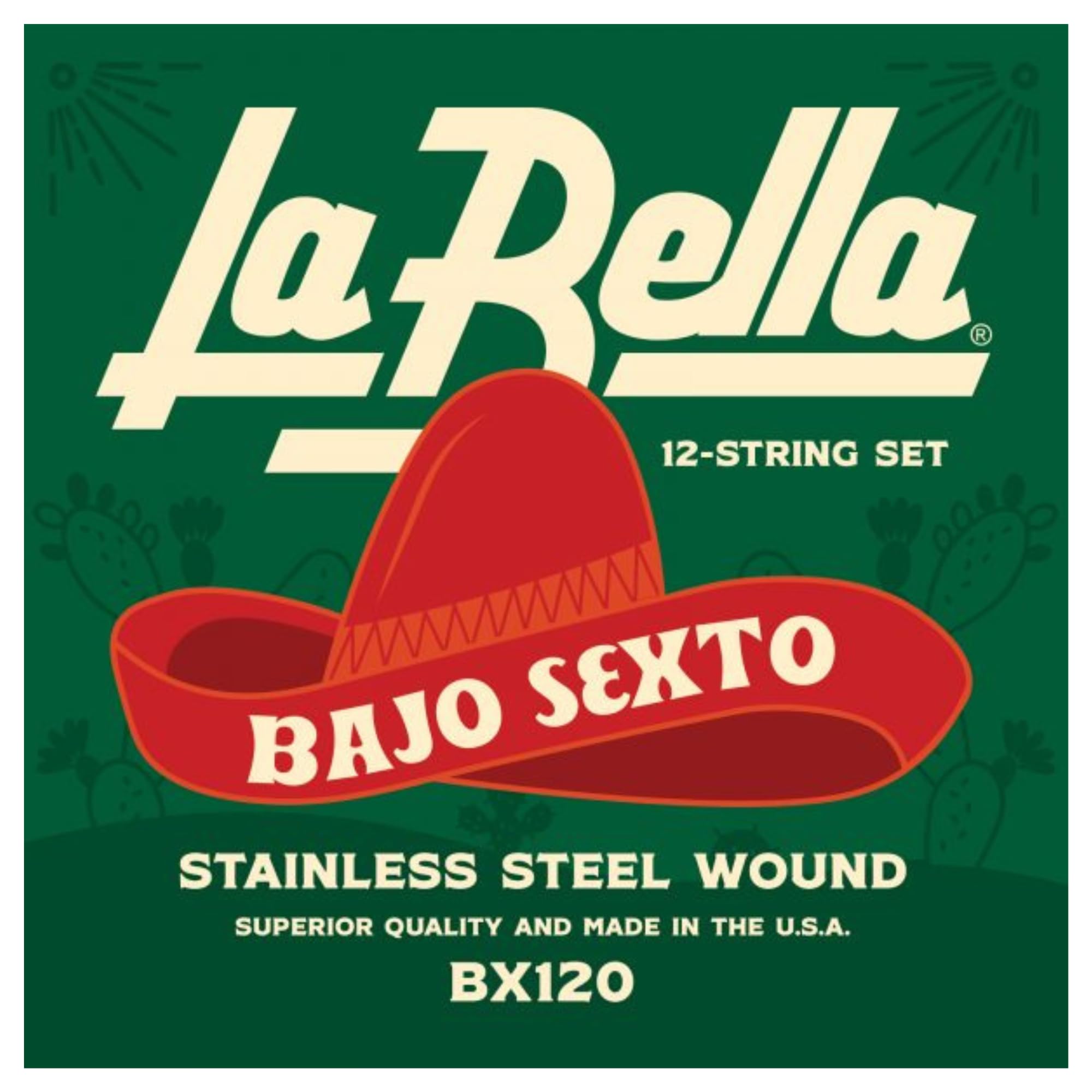 La Bella BX120 Bajo Sexto 12- String Set Mexican Stainless Steel Wound 23-92