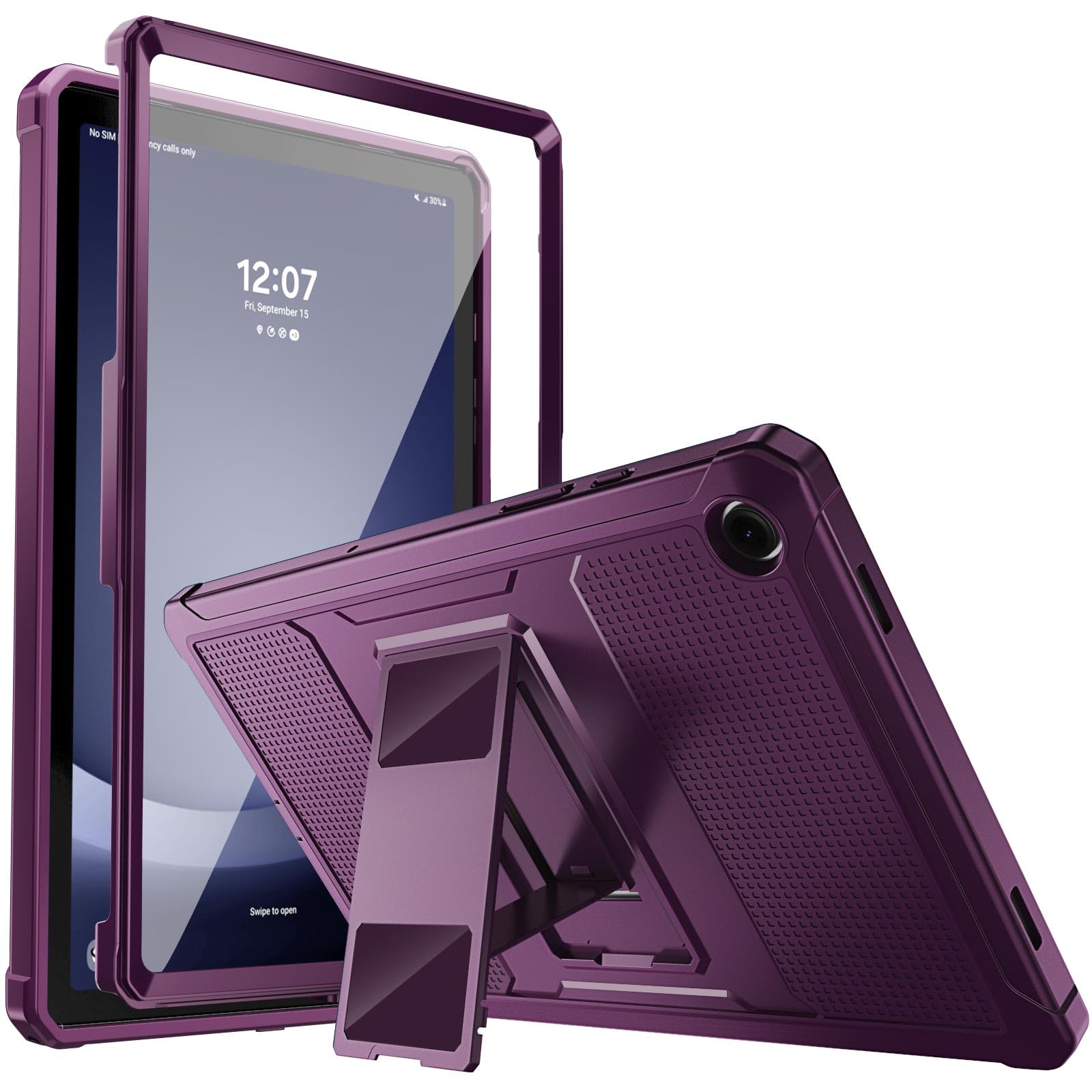 MoKo Case Fit Galaxy Tab A9 Plus 11 Inch 2023 (SM X210/X216/X218), Shockproof Full Body Rugged Stand Back Cover Built in Screen Protector Fit Galaxy Tab A9+ 11' 2023, Dark Purple