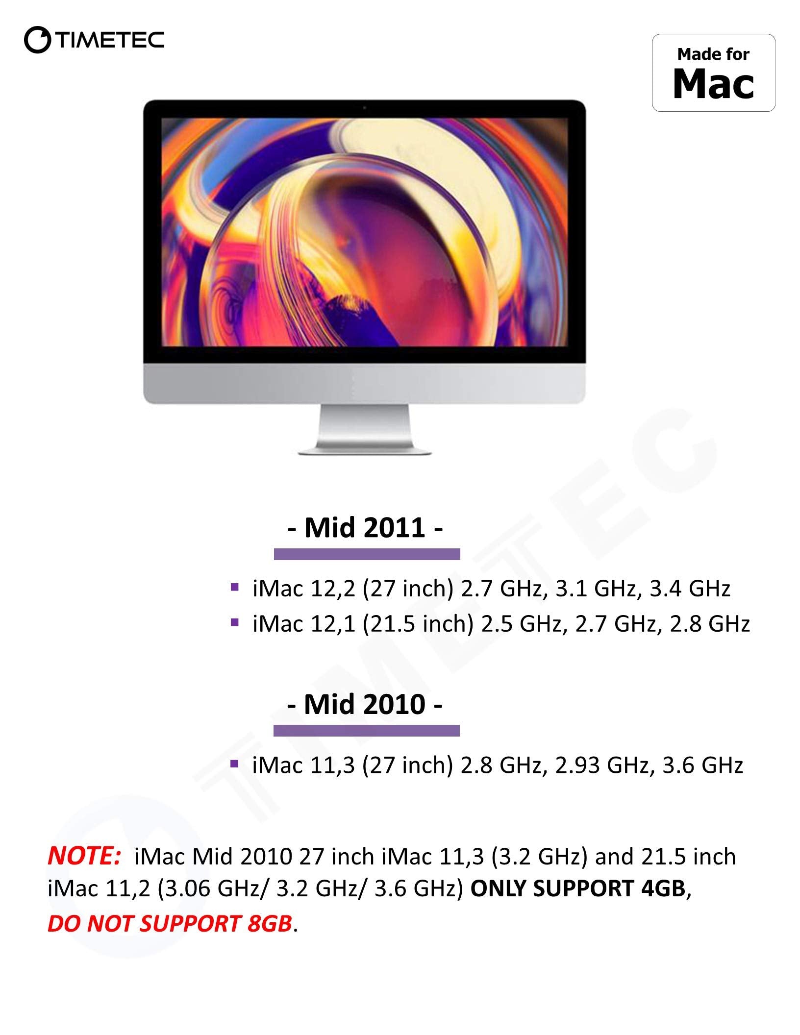Timetec 32Gb Kit(4X8Gb) Compatible For Apple Ddr3 1333Mhz Pc3 10600 Cl9 For Imac (Mid 2010 27 Inch, Mid 2011 21.5/27 Inch) Sodimm Memory Module Mac Ram Upgrade For Imac 11,3 / Imac 12,1 / Imac 12, 2