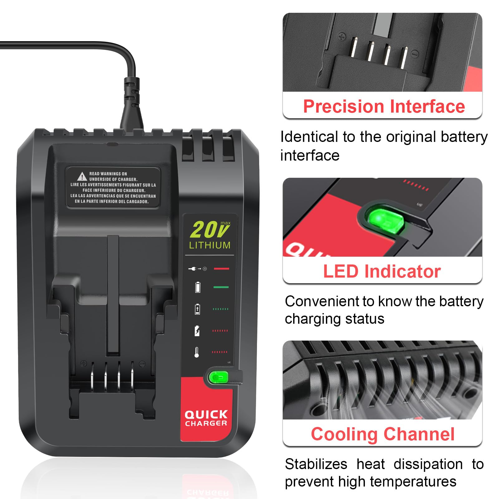 Pengjbatter Pcc692L 20V Fast Charger For Black And Decker 20V Lithium Battery & Porter Cable 20 Volt Battery, Compatible With Lb