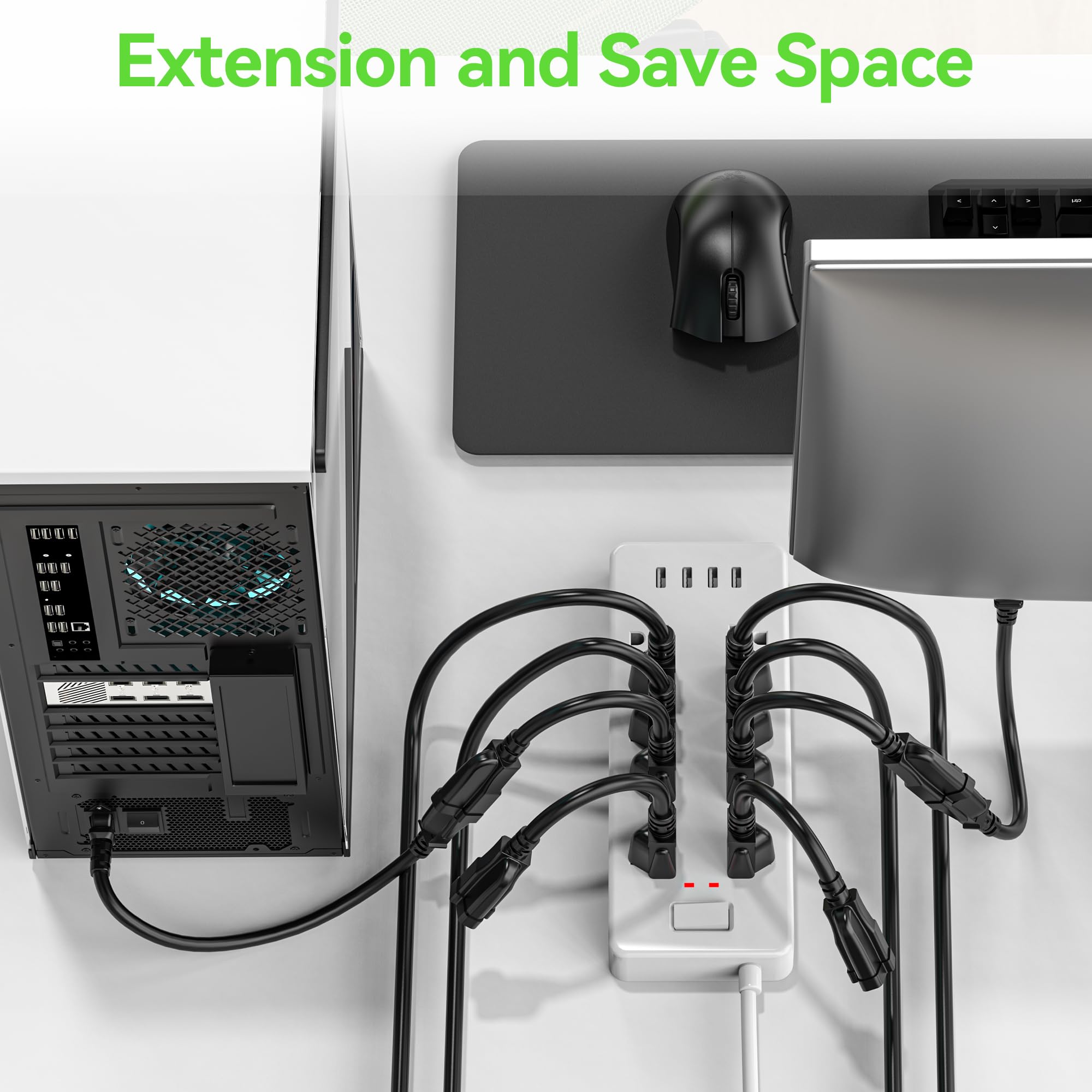 Power Extension Cord 3Ft/36Inch, Short 3 Prong Electric Extension Cable Outlet Saver, Single Outlet, Outdoor And Indoor, Heavy D