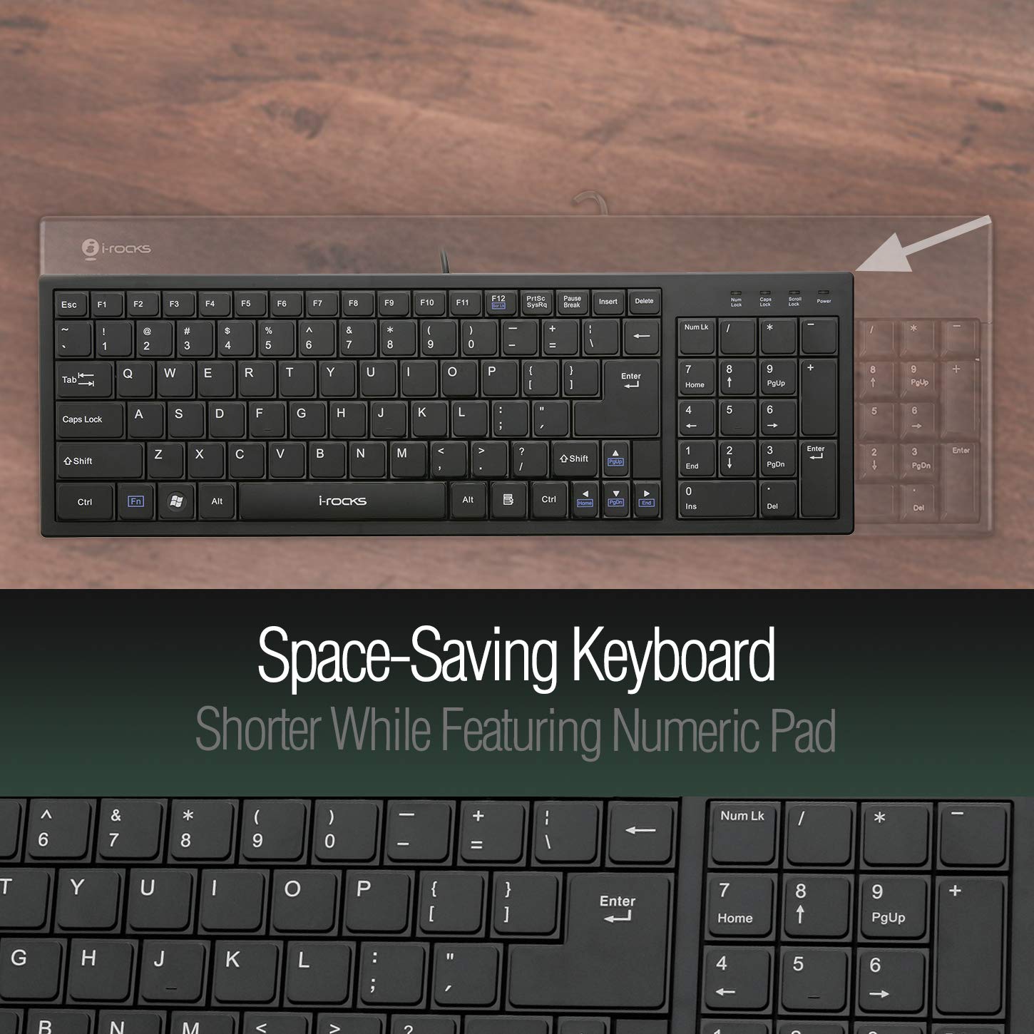 I-Rocks Black Usb Wired Slim Keyboard (Kr-6421-Bk)