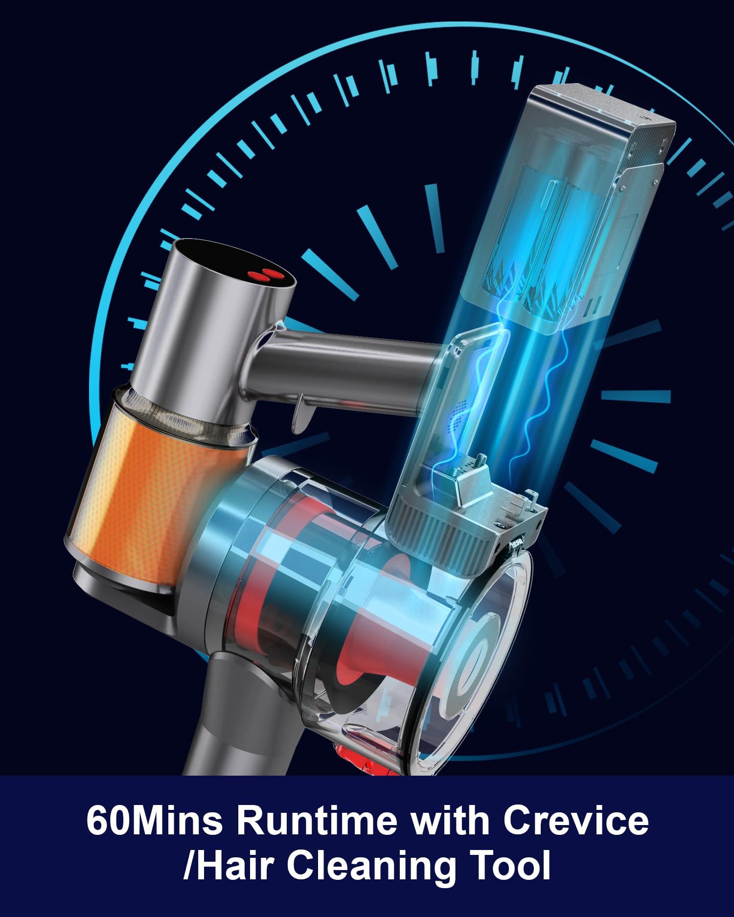 Aokoak Cordless Vacuum Cleaner With 45Kpa 550W, 60 Mins Runtime Stick Vac With Anti Tangle Design, Self Standing, Led Screen, Li