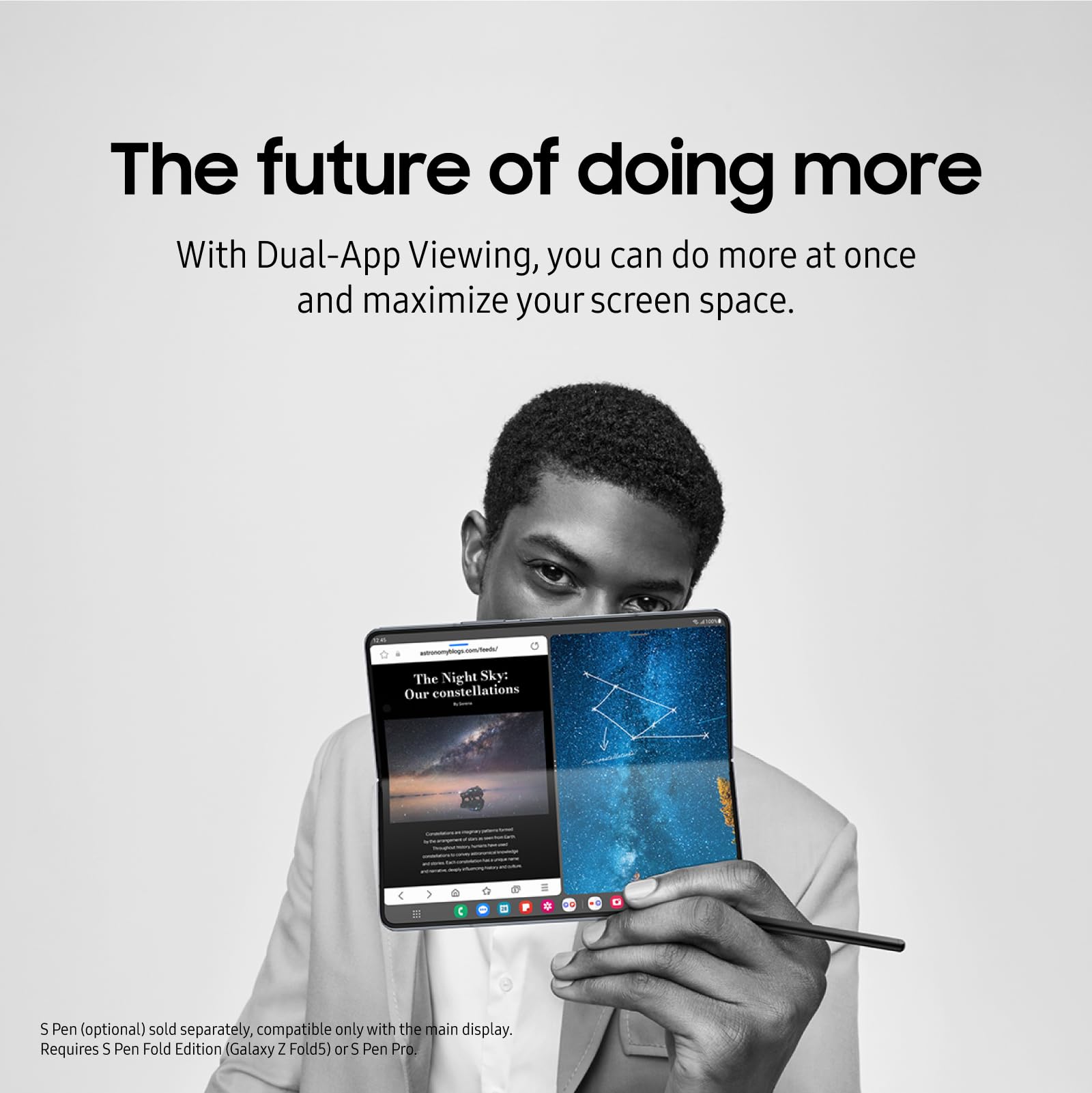 Samsung Galaxy Z Fold5 Ai Phone, 512Gb Unlocked Android Smartphone, Big 7.6    Screen For Streaming, Gaming, Dual App View, One-