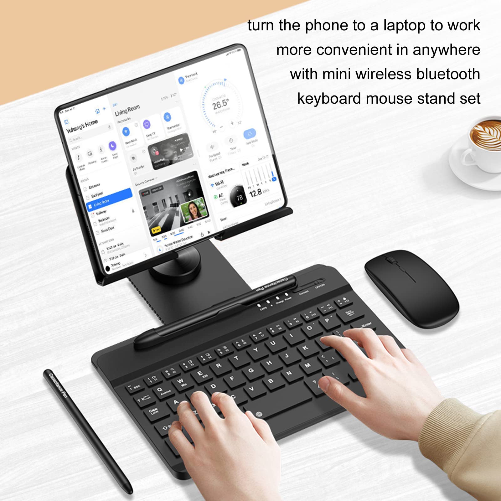 Libeagle For Samsung Galaxy Z Fold 6/5/4/3/2, Set Include Mini Wireless Bluetooth Keyboard, Mouse, Comfortable & Adjustable Phon