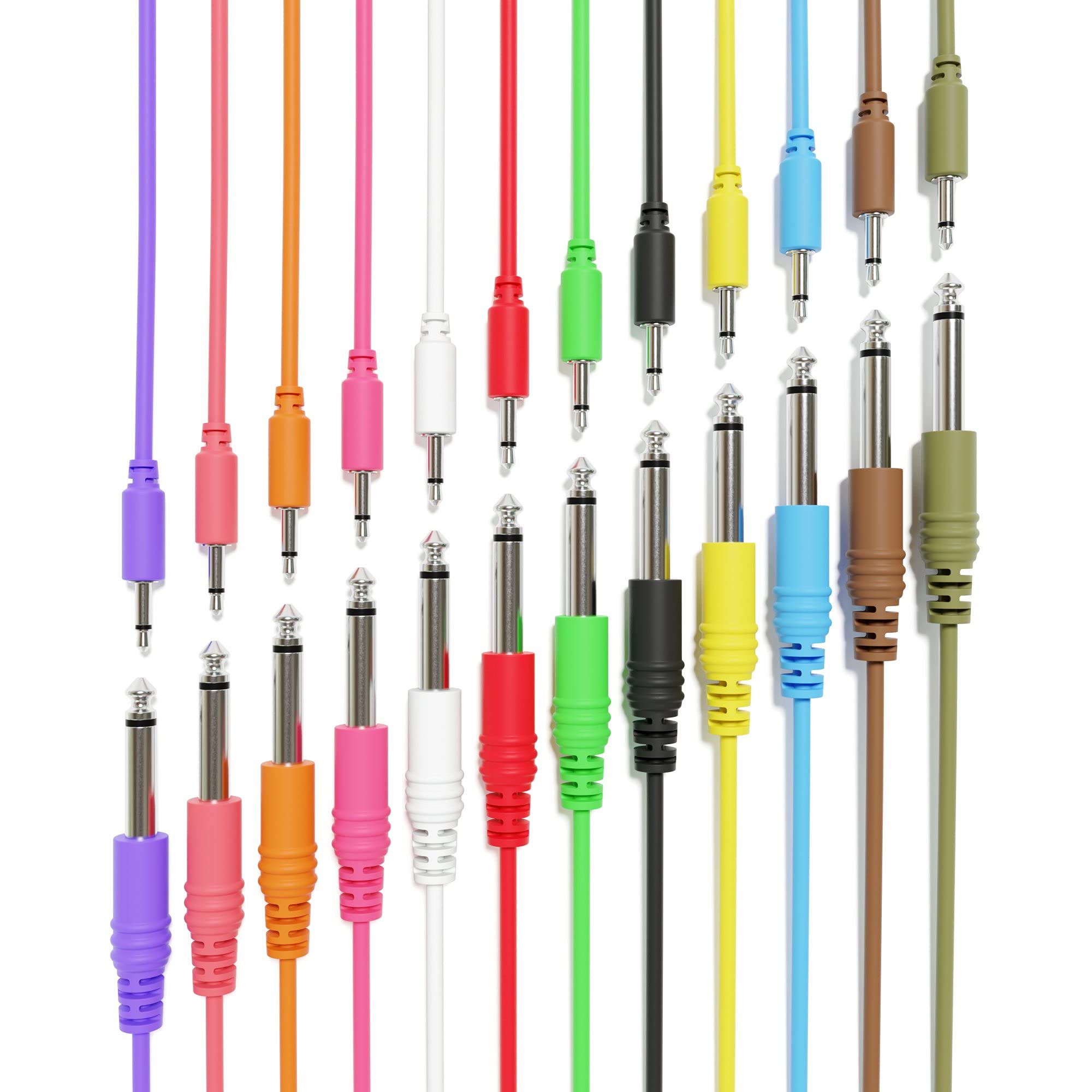 Excelvalley   12 Pack   Mono Patch Cables   Ts 3.5Mm 1/8'' To 6.35Mm 1/4'' [30Cm 12'']