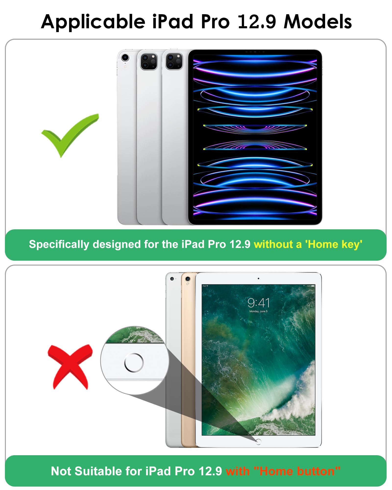 Dtto For Ipad Pro 12.9 6Th / 5Th / 4Th / 3Rd Generation Case 2022/2021/2020/2018, Leather Folio Stand Cover With Built In Apple