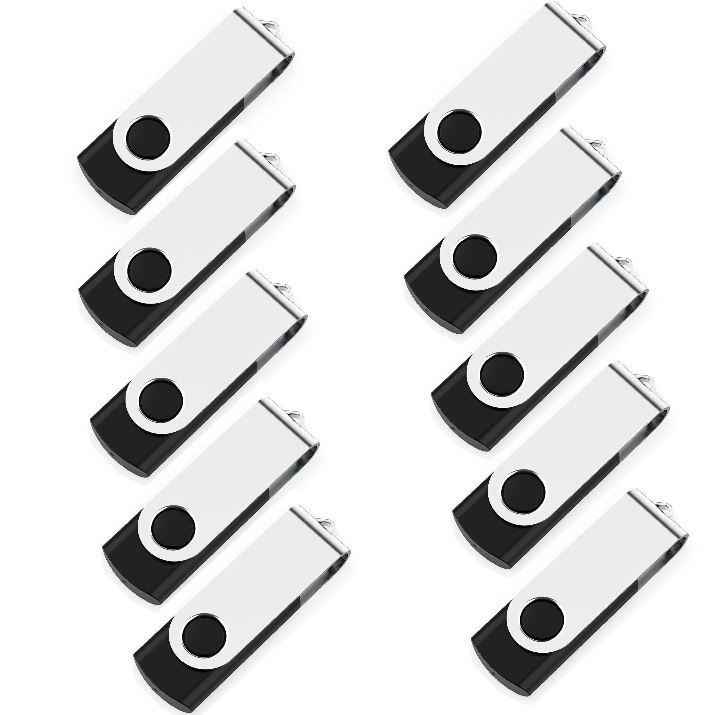 MAKACTUA 16GB USB 2.0 Flash Drive 10 Pack QF-UD50 with Swivel Cap Black