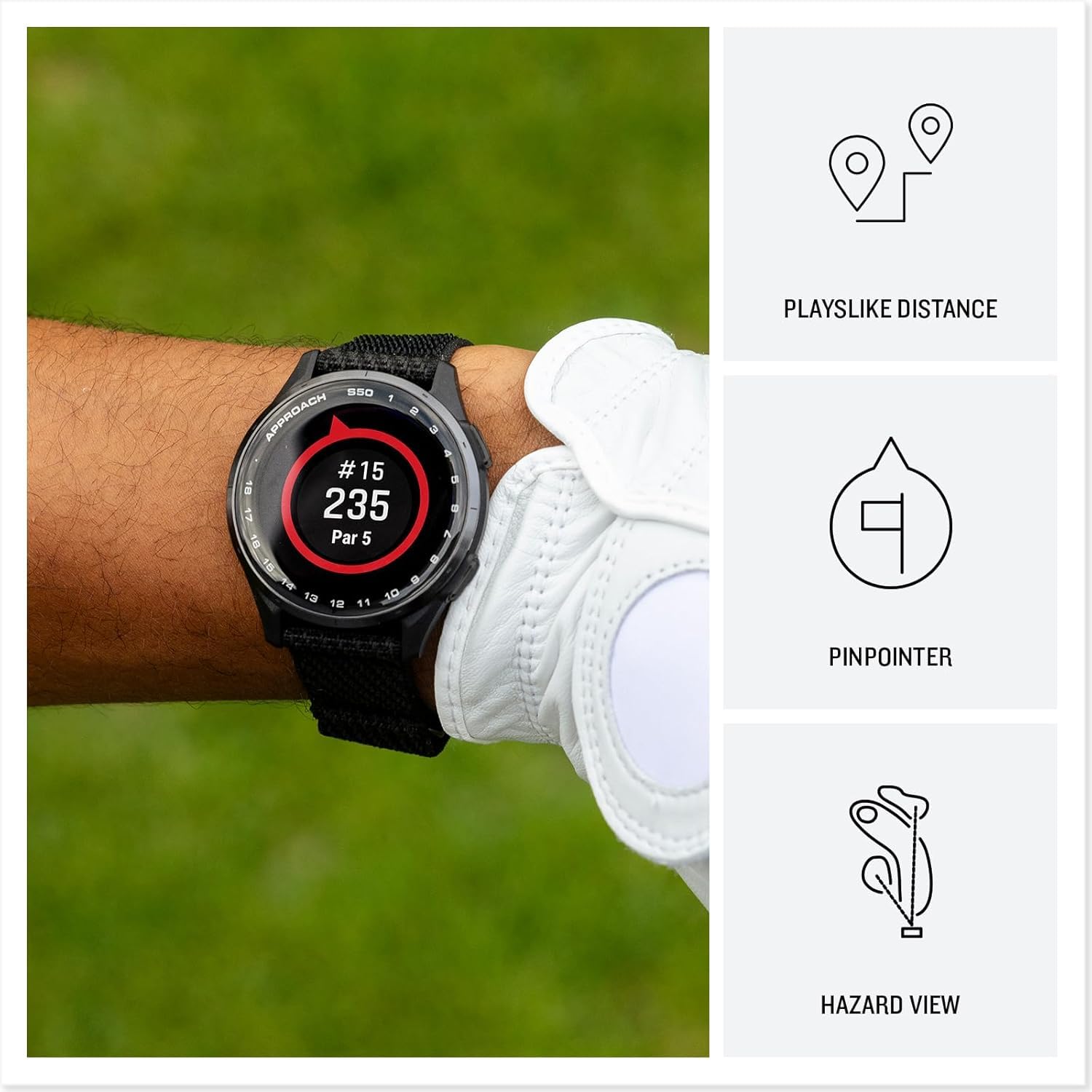 Garmin Approach S50 Advanced Golf Watch With Gps, Amoled Display, On-Course Features, Sports And Fitness Smartwatch, Slate Alumi