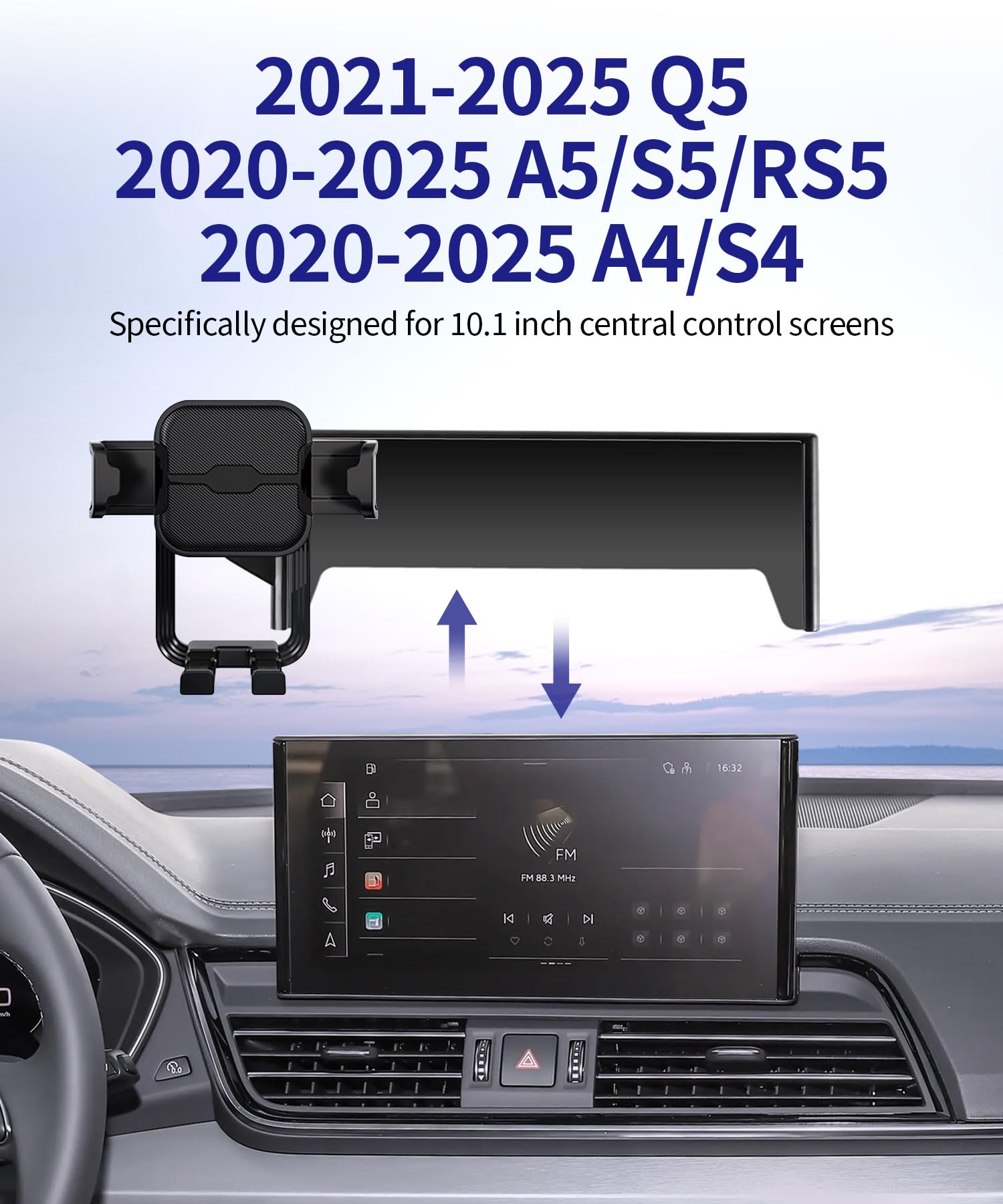 Masergogo Car Phone Holder For 2021-2025 Audi Q5/2020-2025 A5/S5/Rs5/20-25 A4/S4, 360 Rotation, 10.1 Inch Screen Fixed Clip, Aut