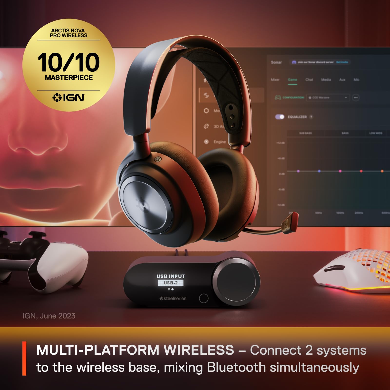 Steelseries Arctis Nova Pro Wireless Multi-System Gaming Headset - Premium Hi-Fi Drivers - Active Noise Cancellation - Infinity