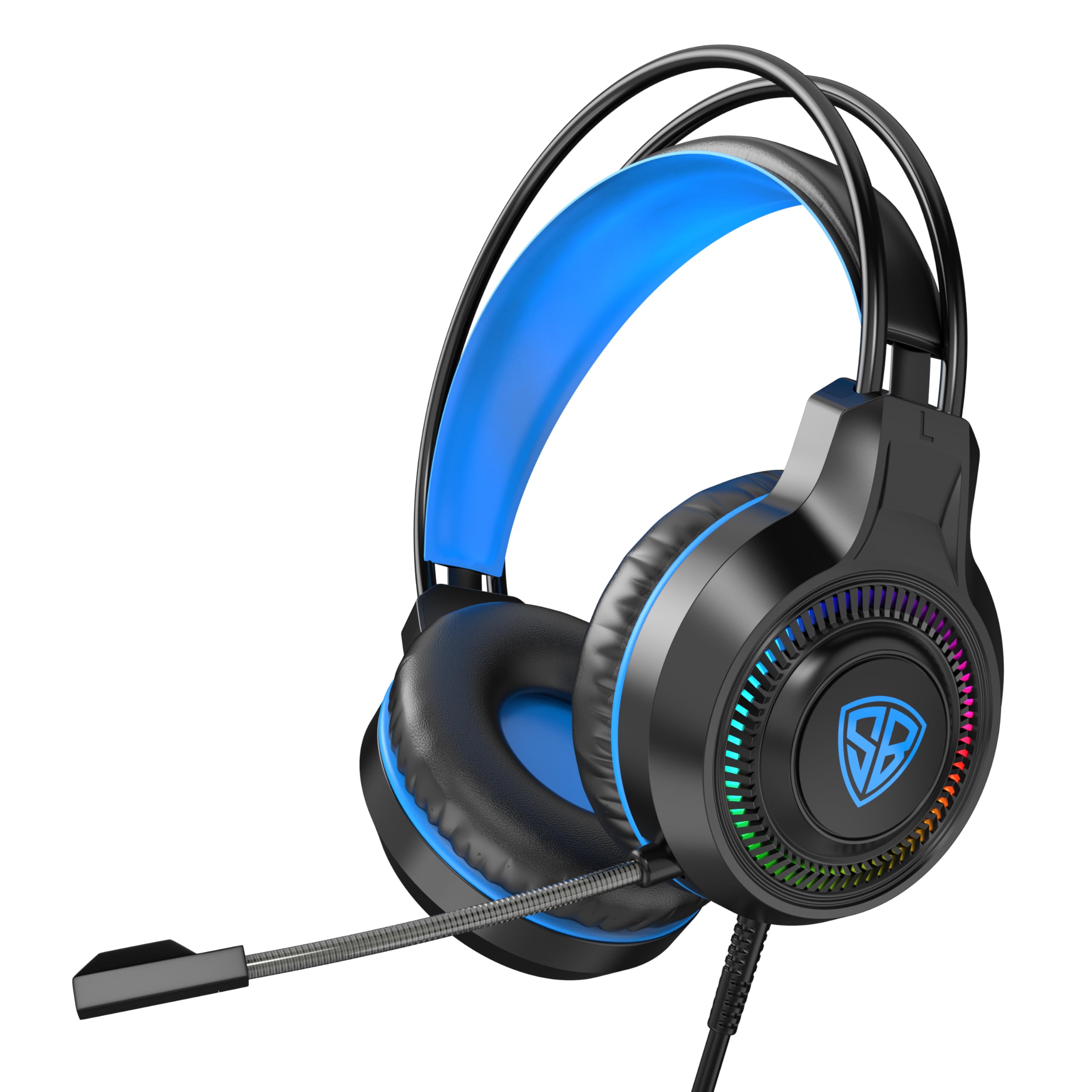 Spinbot Battlebudz H2 Wired Gaming Headphone With 50Mm Drivers, Rgb Usb Lighting, Suspension Headband, 1.8M Braided Cable & Boom