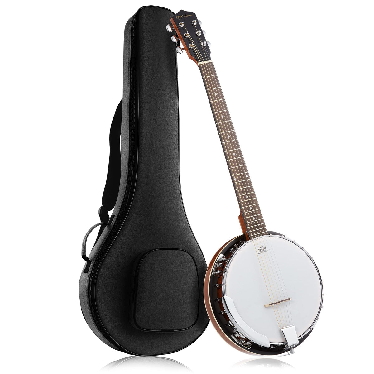 Jameson Guitars 6 String Banjo Guitar With Closed Back Resonator And 24 Brackets