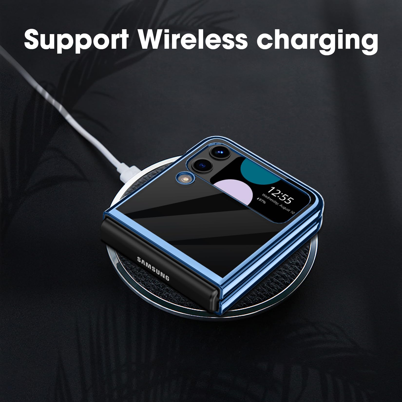 Mateprox Compatible With Samsung Galaxy Z Flip 3 Case, Slim Thin Lightweight Protective Phone Case With Clear Back With Electrop