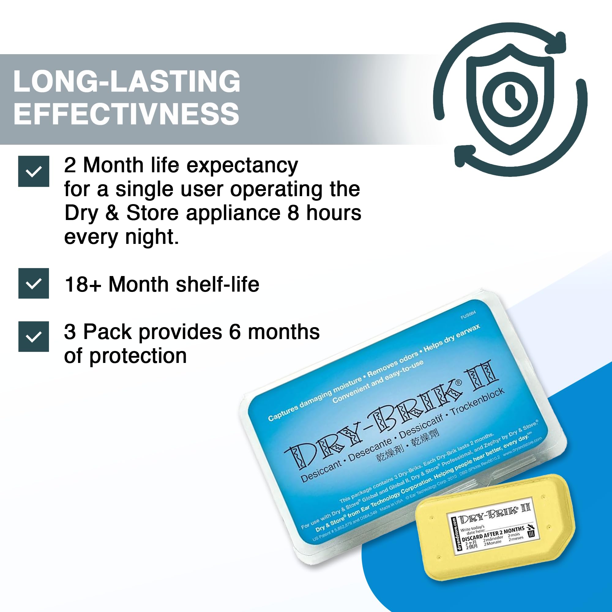 Dry-Brik Ii Desiccant Blocks - 3 Blocks (1 Pack Of 3 Blocks)| Replacement Moisture Absorbing Block For The Global Ii And Zephyr