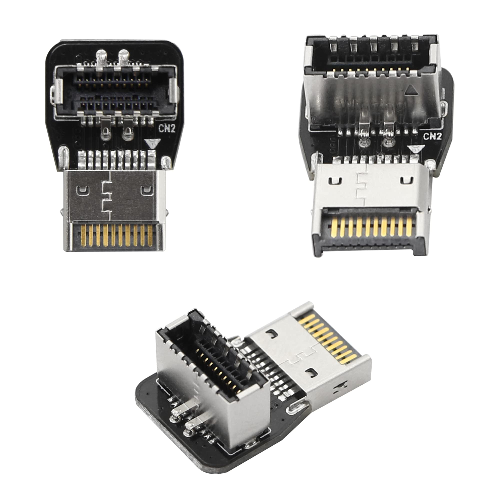 Cerrxian 90 Degree Usb Type E Adapter, Down Angle Usb 3.2 Type E Male To Female Front Panel Internal Connector Adapter High Spee
