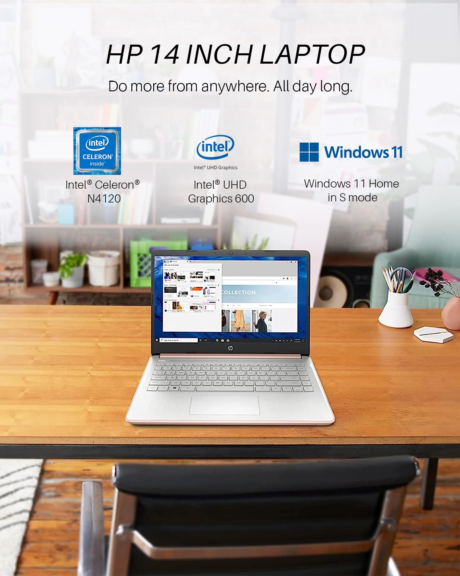 Hp Stream 14 Inch Laptop For Student And Business, Intel Quad Core N4120 Processor, 8Gb Ram, 320Gb Storage (64Gb Emmc + 256Gb Ca