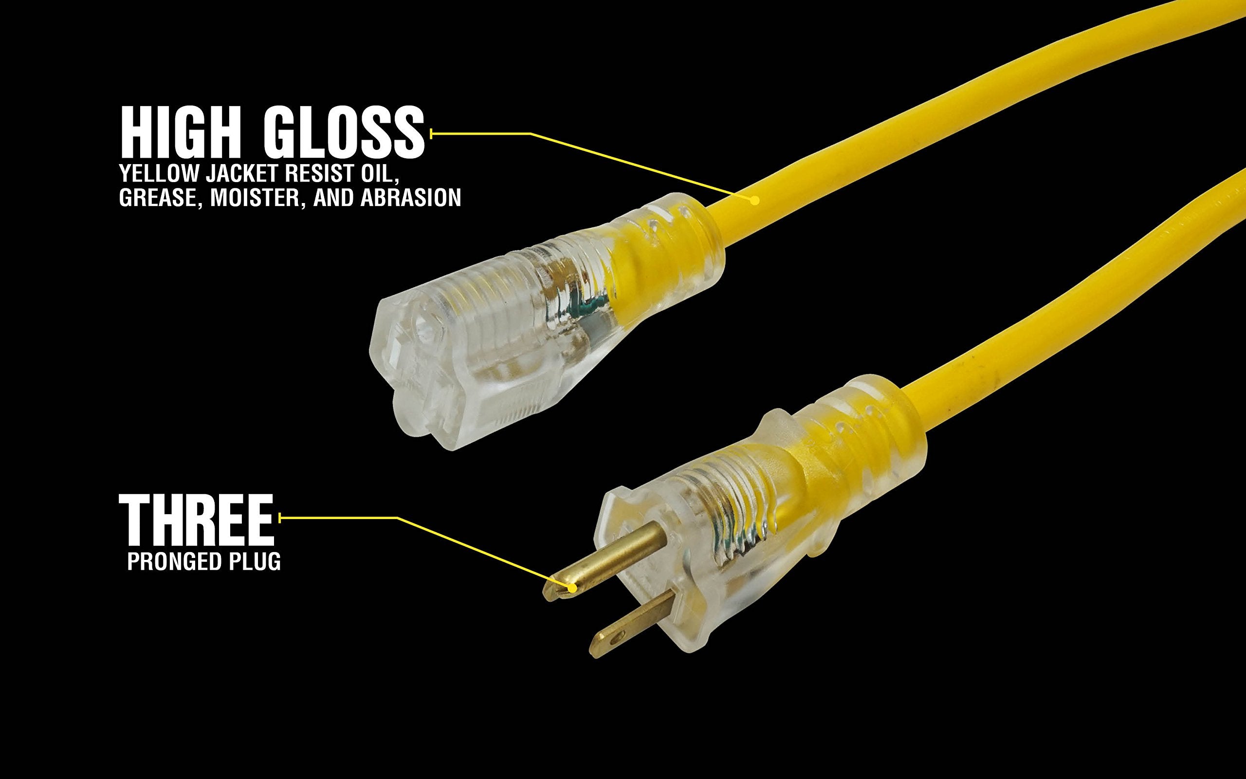 Yellow Jacket 02886 25' 14/3 Yellow Jacket Extension Cord