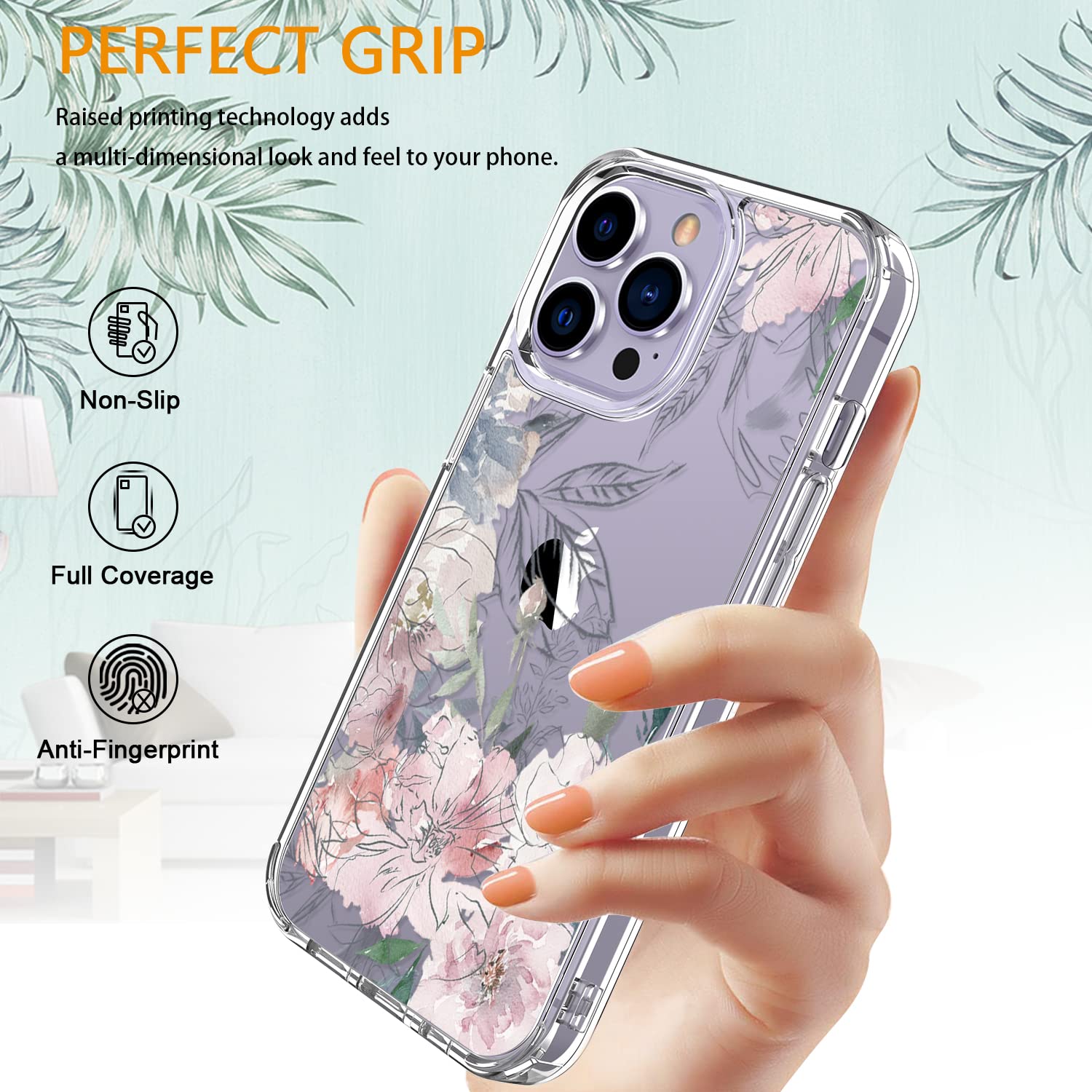 Luhouri For Iphone 15 Pro Case With Screen Protector   Crystal Clear Cover   Fashionable Pattern Design  Wireless Charging  Slim