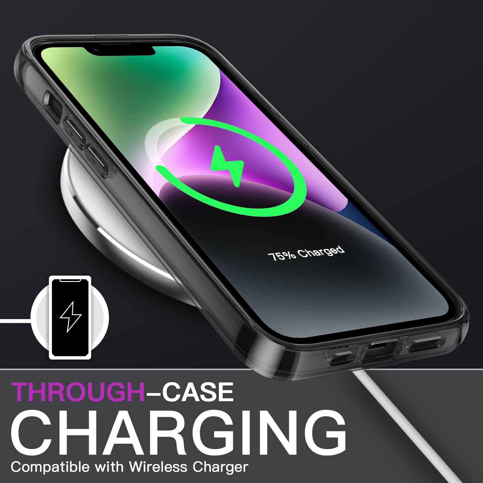 Jetech Case For Iphone 14 6.1-Inch, Non-Yellowing Shockproof Phone Bumper Cover, Anti-Scratch Clear Back (Black)