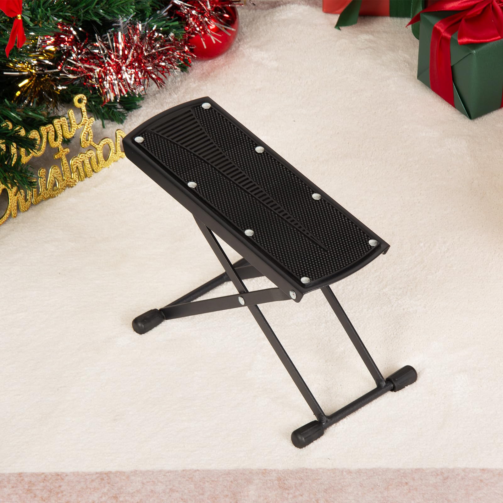 Aodsk Guitar Foot Stool 6-Position Height Adjustable Foot Rest With Rubber End Caps And Non-Slip Rubber Pad For Classical Guitar