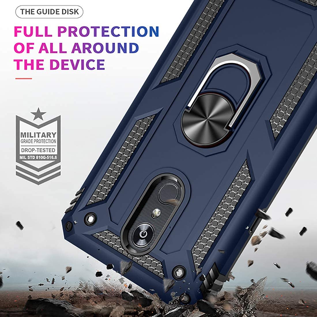 Tjs Phone Case Compatible With Lg Stylo 5/Stylo 5 Plus/Stylo 5V/Stylo 5X, Defender Metal Ring Magnetic Support Kickstand Heavy D