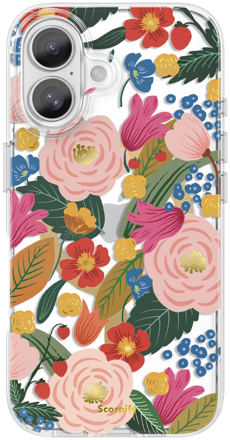 SCORPIFY for iPhone 17 Case [Compatible with MagSafe] with Camellia Blossom Floral Design, Cute Clear Flower Magnetic Phone Cove