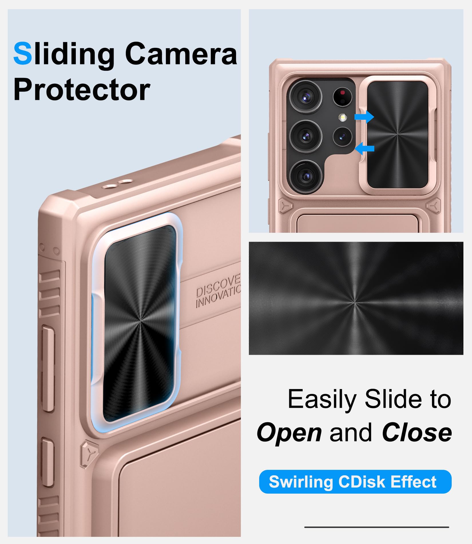 Bxyjy For Samsung Galaxy S24 Ultra Case With Card Holder (Store 4 5 Cards) & Slide Lens Cover & Stand, Military Grade Drop Prote