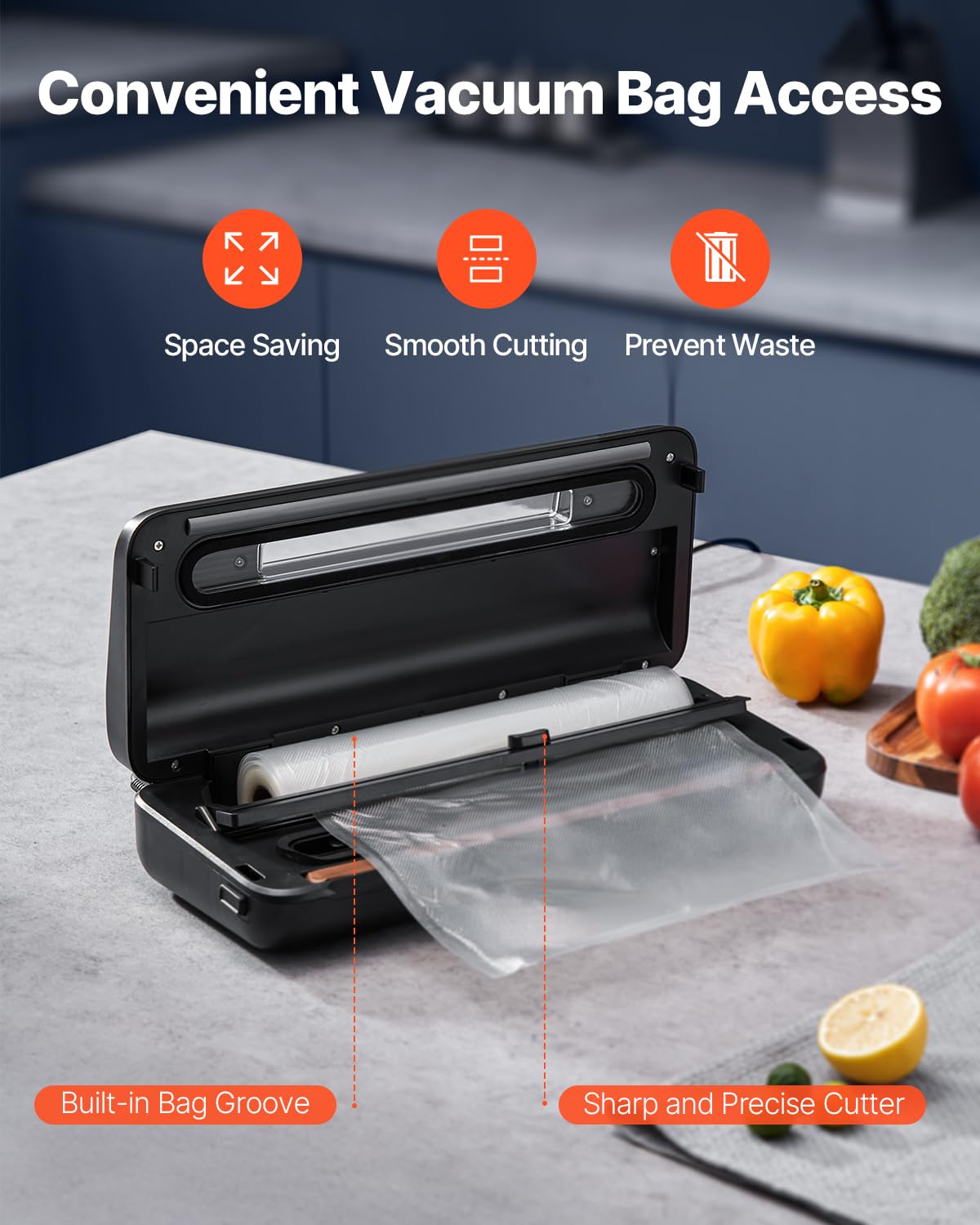 Vevor Vacuum Sealer Machine, 80Kpa 120W Powerful Compact Food Sealer, 7 In 1 Multi Functional Food Vacuum Sealer, Automatic Air