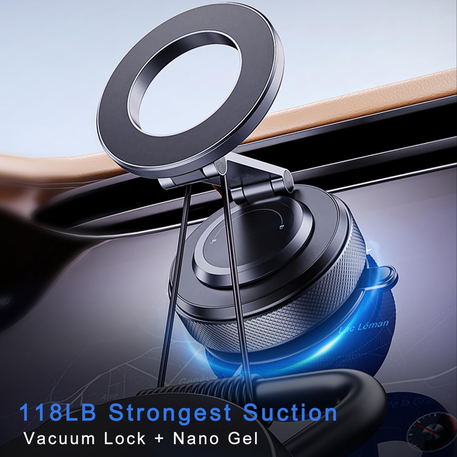 Repmidfer Upgraded 360 Adjustable Nano Gel Vacuum Magnetic Phone Holder For Smooth & Textured Surfaces, Car Phone Holder For Mag