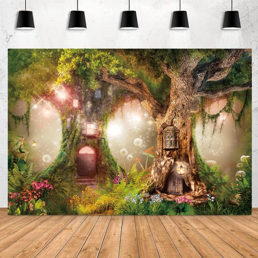 Ofila Spring Fairytale Forest Backdrop 12X8Ft Jungle Enchanted Forest Photography Background For Baby Shower Kids Magic Garden F