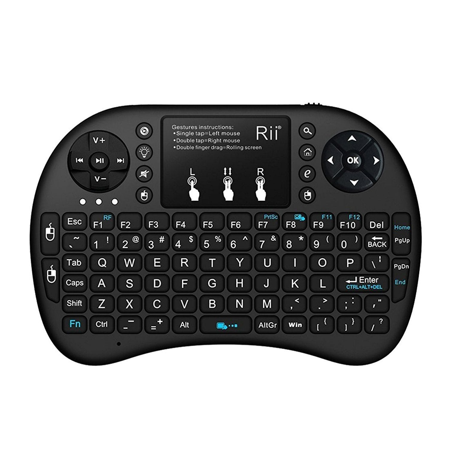 Rii i8 Mini 2.4GHz Wireless Touchpad Keyboard with Mouse for PC, PAD, XBox 360, PS3, Google Android TV Box, HTPC, IPTV (2.4G Bla