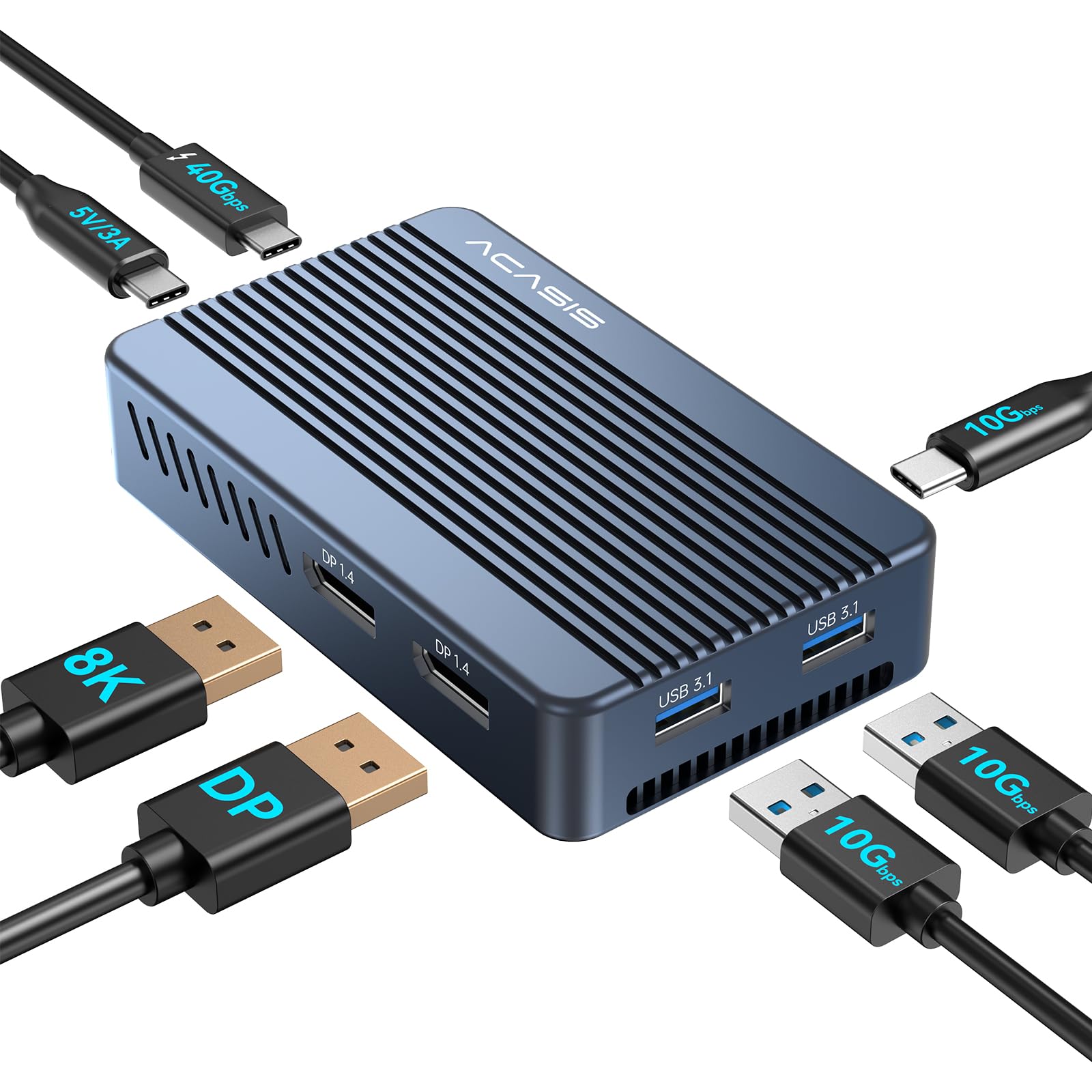 Acasis Mac Mini Dock Dual Monitor With 40Gbps M.2 Nvme Ssd Enclosure, Mac Mini Hub With 2*Dp1.4, 2*Usba 3.1, 1 Usb C 10Gbps, Cooling Fan Design, Works For M1/M2, Compatible With Usb4/3.2/3.1/3.0