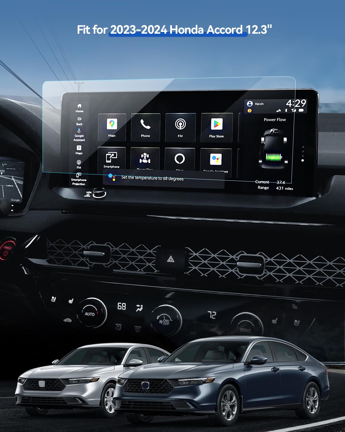 Lantu 2 Pack Nano Screen Protector For Honda Accord 2024 2023 Accessories Navigation Anti Glare Screen Saver Film For Accord Hyb