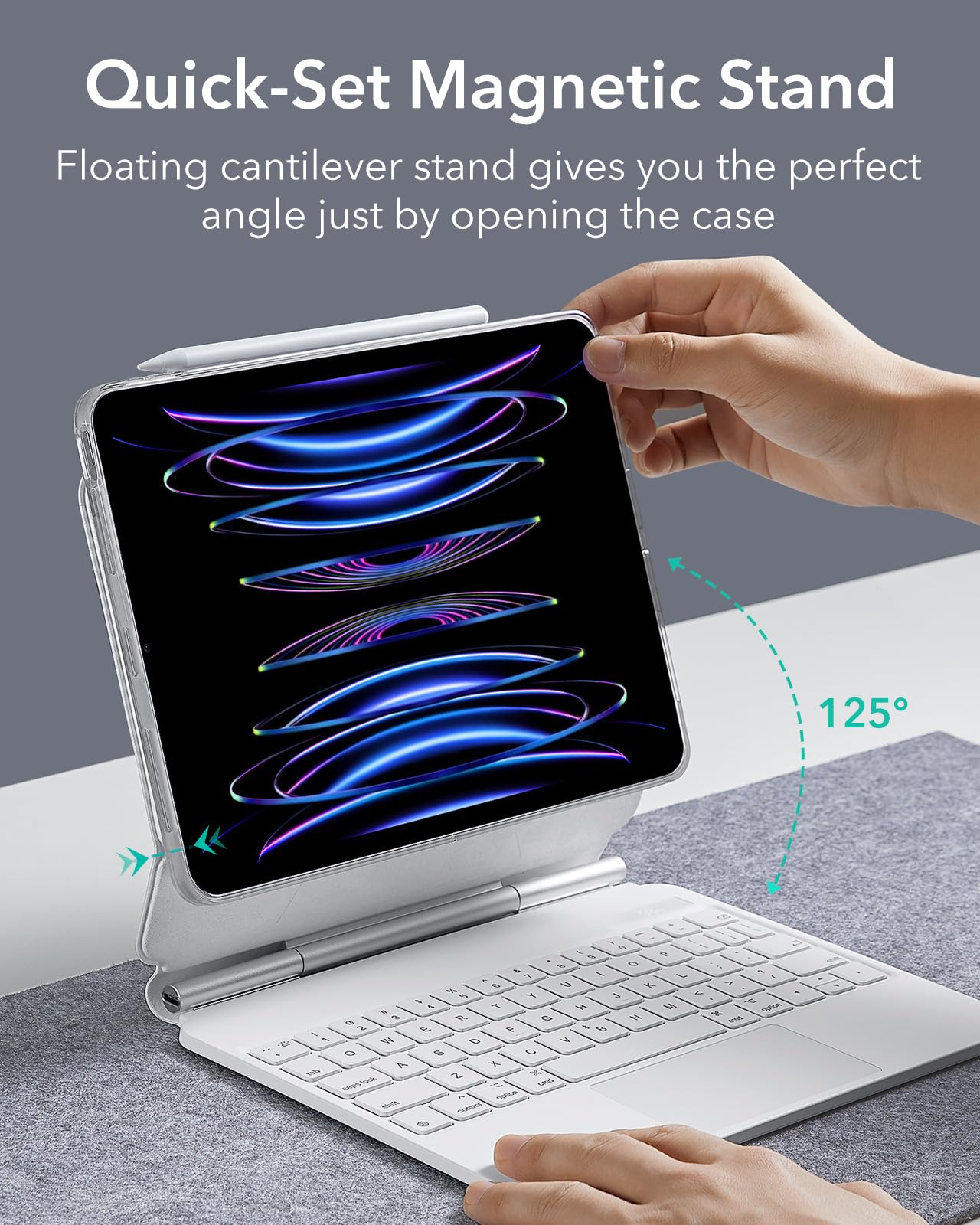 Esr Ipad Air 11 Inch Case With Keyboard (M2, 2024), Easy Set Magnetic Stand, Portrait/Raised Modes For Ipad Pro 11/Air 6Th/Air 5